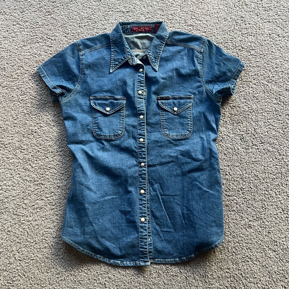 Banana Republic Cap-sleeve Stretch Denim Shirt